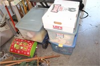 4 Totes/Boxes with Christmas and Related Items