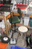 Lot w/Bissell Sweeper, Wood Stool & Rolling Stool