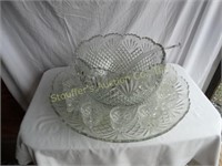 Large Tray 22", Cut Glass (15 Piece total) Punch