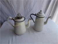 2 Porcelain Coffee Pots one is Perculator