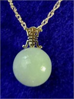 Jade Sphere Pendant w/ 14kt YG Chain