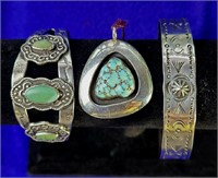 3 Indigenous American Pieces Sterling Silver