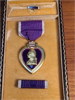 Purple Heart Medal & Bars In Presentation Case