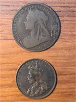1901 British One Penny & 1917 One Cent Canada