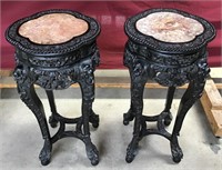 Gorgeous Vintage Marble Top Wood Tables,
