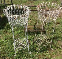 Two Vintage Wrought Iron Plant Stands