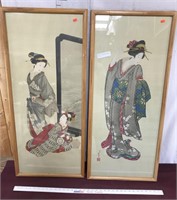 Oriental Artwork Japanese Signed Art On Silk