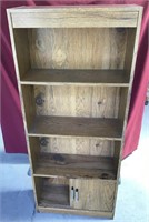 Pine Finish Bookcase With Bottom Cabinet