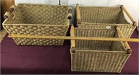 Three Wood Handle/Woven Baskets