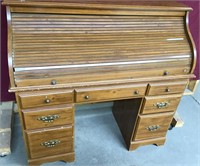 Vintage Pine Roll Top Desk