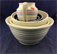 Five Assorted McCoy Mixing Bowls And Small Pitcher