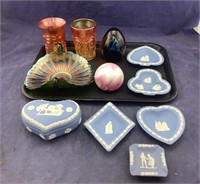 Wedgwood & Carnival Glass & Paperweights