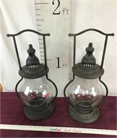 Two Metal And Glass Lanterns