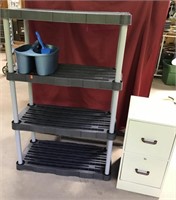 Plastic Shelf Unit, Metal File Cabinet Etc.
