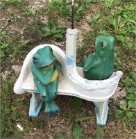 Small Concrete Bench With Frogs In Love