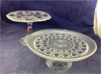 Pr Of Pedestal Cake Plates & Pattern Glass Dishes