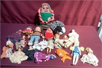Box Of Small Old Dolls & Other Related