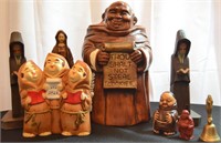 Vintage Treasure Craft Monk Cookie Jar & Other Rel