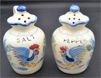 2 pcs Vintage NASCO Japan Ceramc Blue Rooster Hand