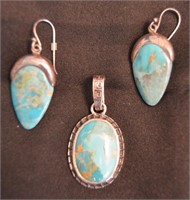 BARSE Thai .925 Silver/Turquoise Earrings and Pend