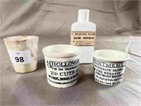 3 X PORCELAIN HOLLOWAYS & OTHER OINTMENT JARS