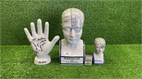 LARGE AND SMALL PHRENOLOGY HEAD AND HAND