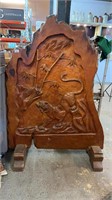 LARGE CARVED TIMBER JAPANESE PANEL WITH TIGER