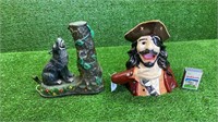 CAST IRON REPRO PIRATE MONEY BOX AND HOWLING