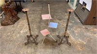 VINTAGE 3 TIER STAND AND 2X CANDLESTICKS