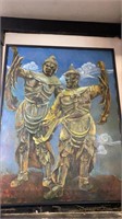 LARGE PAINTING OIL ON CANVAS "TEMPLE GUARDIANS"