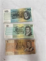 $1.00, $2.00 & $10.00 notes
