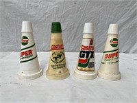 4 Castrol plastic oil bottle tops & caps