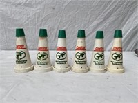 6 Castrol TT plastic oil bottle tops & caps
