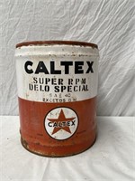 Caltex Super RPM 4 gallon oil drum