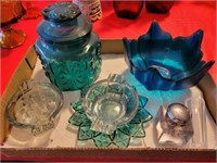 GLASS VARIETY-CANISTER-BOWLS-ASHTRAYS