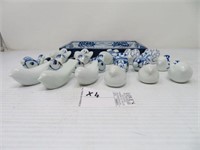ASSORTED BLUE & WHITE PORCELAIN ITEMS - SEE BELOW