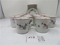 20 MATCHING WHITE & FLORAL TEACUPS W SAUCERS