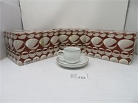 15 PORCELAIN TEA CUP & SAUCER SETS WHITE W BROWN