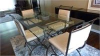 Reflections Furniture Table & Four Leather Chairs
