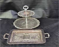Two Tier Candy Dish & Leonard Silverplate Tray