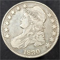 1830 Capped Bust Half Dollar - Small 0 - VF