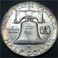 1963-D Franklin Half Dollar - FBL MS RAINBOW TONER