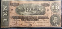 1864 Confederate $10 Note - T68 ppB