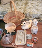 Lot of misc decor and collectibles & basket