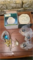 2 Rose boxes, 3 Christmas ornaments, wind chimes,
