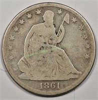1861 s Better Date Seated Liberty half Dollar