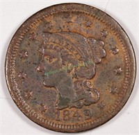 1849 Large Cent - AU plus Toned