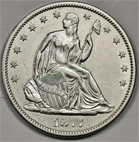 1877 s Seated Liberty Half Dollar AU Plus Grade