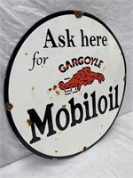 Gargoyle Mobiloil enamel sign approx 2 ft