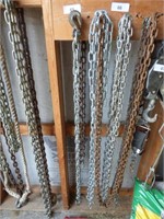 3 SHORT APROX 4' LOG CHAINS WITH HOOKS ON BOTH END